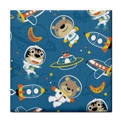 Seamless Pattern Funny Astronaut Outer Space Transportation Face Towel