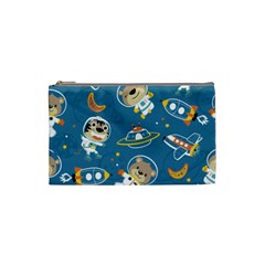 Seamless Pattern Funny Astronaut Outer Space Transportation Cosmetic Bag (small) by Vaneshart