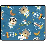 Seamless Pattern Funny Astronaut Outer Space Transportation Fleece Blanket (Medium)  60 x50  Blanket Front