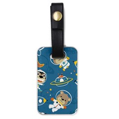 Seamless Pattern Funny Astronaut Outer Space Transportation Luggage Tag (one Side) by Vaneshart