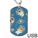 Seamless Pattern Funny Astronaut Outer Space Transportation Dog Tag USB Flash (Two Sides) Front