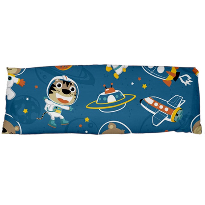 Seamless Pattern Funny Astronaut Outer Space Transportation Body Pillow Case (Dakimakura)