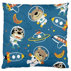 Seamless Pattern Funny Astronaut Outer Space Transportation Standard Flano Cushion Case (one Side)