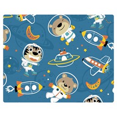 Seamless Pattern Funny Astronaut Outer Space Transportation Double Sided Flano Blanket (medium)  by Vaneshart