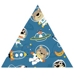 Seamless Pattern Funny Astronaut Outer Space Transportation Wooden Puzzle Triangle by Vaneshart