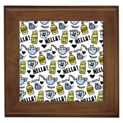 Everyday Things Pattern Framed Tile by Vaneshart