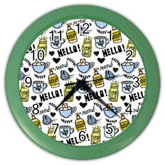 Everyday Things Pattern Color Wall Clock