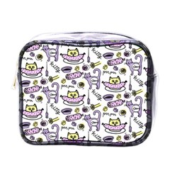 Hand Drawn Cute Cat Pattern Mini Toiletries Bag (one Side) by Vaneshart