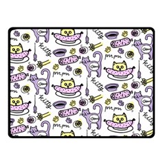 Hand Drawn Cute Cat Pattern Fleece Blanket (small) by Vaneshart