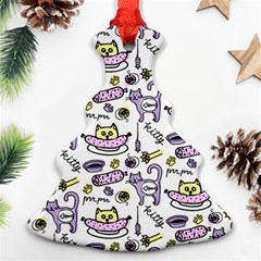 Hand Drawn Cute Cat Pattern Ornament (christmas Tree) 