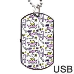 Hand Drawn Cute Cat Pattern Dog Tag Usb Flash (one Side) by Vaneshart