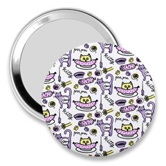 Hand Drawn Cute Cat Pattern 3  Handbag Mirrors by Vaneshart