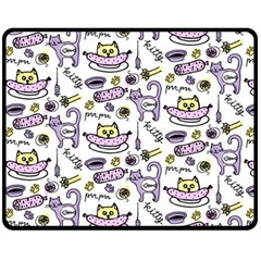 Hand Drawn Cute Cat Pattern Double Sided Fleece Blanket (medium)  by Vaneshart