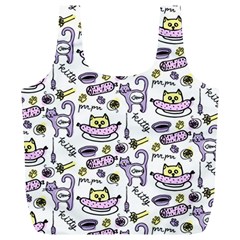 Hand Drawn Cute Cat Pattern Full Print Recycle Bag (xl) by Vaneshart