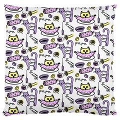 Hand Drawn Cute Cat Pattern Standard Flano Cushion Case (one Side)