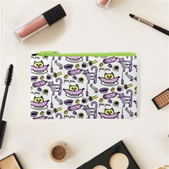 Hand Drawn Cute Cat Pattern Cosmetic Bag (xs)