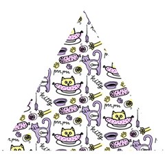 Hand Drawn Cute Cat Pattern Wooden Puzzle Triangle by Vaneshart