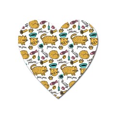 Hand Drawn Kitten Pattern With Elements Heart Magnet by Vaneshart