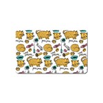 Hand Drawn Kitten Pattern With Elements Magnet (Name Card) Front