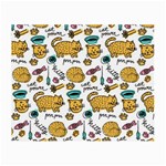 Hand Drawn Kitten Pattern With Elements Small Glasses Cloth Front