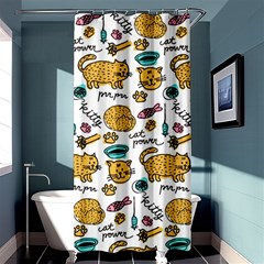 Hand Drawn Kitten Pattern With Elements Shower Curtain 36  X 72  (stall)  by Vaneshart