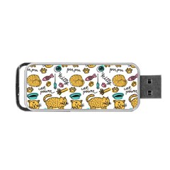 Hand Drawn Kitten Pattern With Elements Portable Usb Flash (one Side) by Vaneshart