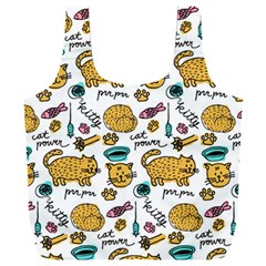 Hand Drawn Kitten Pattern With Elements Full Print Recycle Bag (xxl)