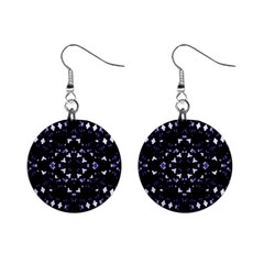 Dark Blue Ornament Pattern Design Mini Button Earrings by dflcprintsclothing