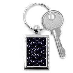 Dark Blue Ornament Pattern Design Key Chain (rectangle)