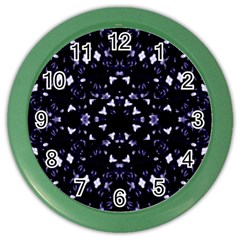 Dark Blue Ornament Pattern Design Color Wall Clock