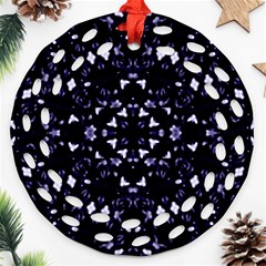 Dark Blue Ornament Pattern Design Round Filigree Ornament (two Sides)