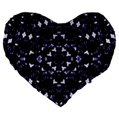 Dark Blue Ornament Pattern Design Large 19  Premium Heart Shape Cushions