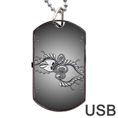 Decorative Clef, Zentangle Design Dog Tag Usb Flash (one Side) by FantasyWorld7