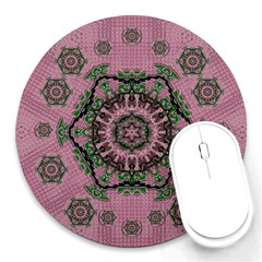 Sakura Wreath And Cherry Blossoms In Harmony Round Mousepads by pepitasart