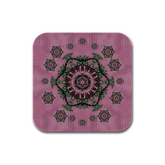 Sakura Wreath And Cherry Blossoms In Harmony Rubber Square Coaster (4 Pack)  by pepitasart