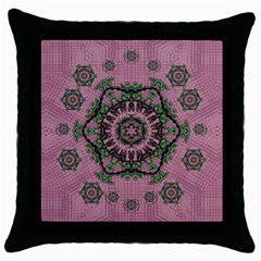 Sakura Wreath And Cherry Blossoms In Harmony Throw Pillow Case (black) by pepitasart