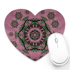 Sakura Wreath And Cherry Blossoms In Harmony Heart Mousepads by pepitasart