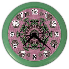 Sakura Wreath And Cherry Blossoms In Harmony Color Wall Clock by pepitasart