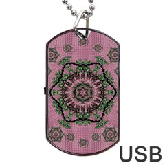 Sakura Wreath And Cherry Blossoms In Harmony Dog Tag Usb Flash (one Side) by pepitasart