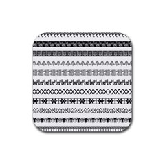 Borders Ikat Ethnic Frame Tribal Rubber Coaster (square) 