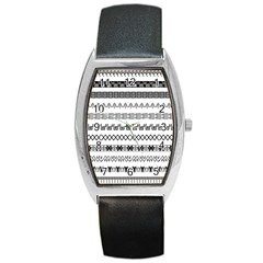 Borders Ikat Ethnic Frame Tribal Barrel Style Metal Watch by Wegoenart