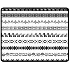 Borders Ikat Ethnic Frame Tribal Fleece Blanket (medium)  by Wegoenart