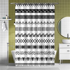 Borders Ikat Ethnic Frame Tribal Shower Curtain 48  X 72  (small)  by Wegoenart