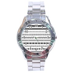 Borders Ikat Ethnic Frame Tribal Stainless Steel Analogue Watch by Wegoenart