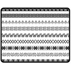 Borders Ikat Ethnic Frame Tribal Double Sided Fleece Blanket (medium)  by Wegoenart