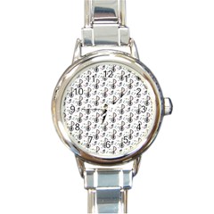 Musical Notes Pattern Round Italian Charm Watch by Wegoenart