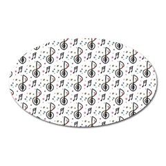 Musical Notes Pattern Oval Magnet by Wegoenart