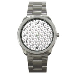 Musical Notes Pattern Sport Metal Watch by Wegoenart