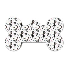 Musical Notes Pattern Dog Tag Bone (one Side)