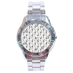 Musical Notes Pattern Stainless Steel Analogue Watch by Wegoenart